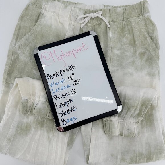 Bella Dahl Mint Green Linen Tie Dye Beach Boho Coastal Pull On Large Jogger Pant - Picture 7 of 7